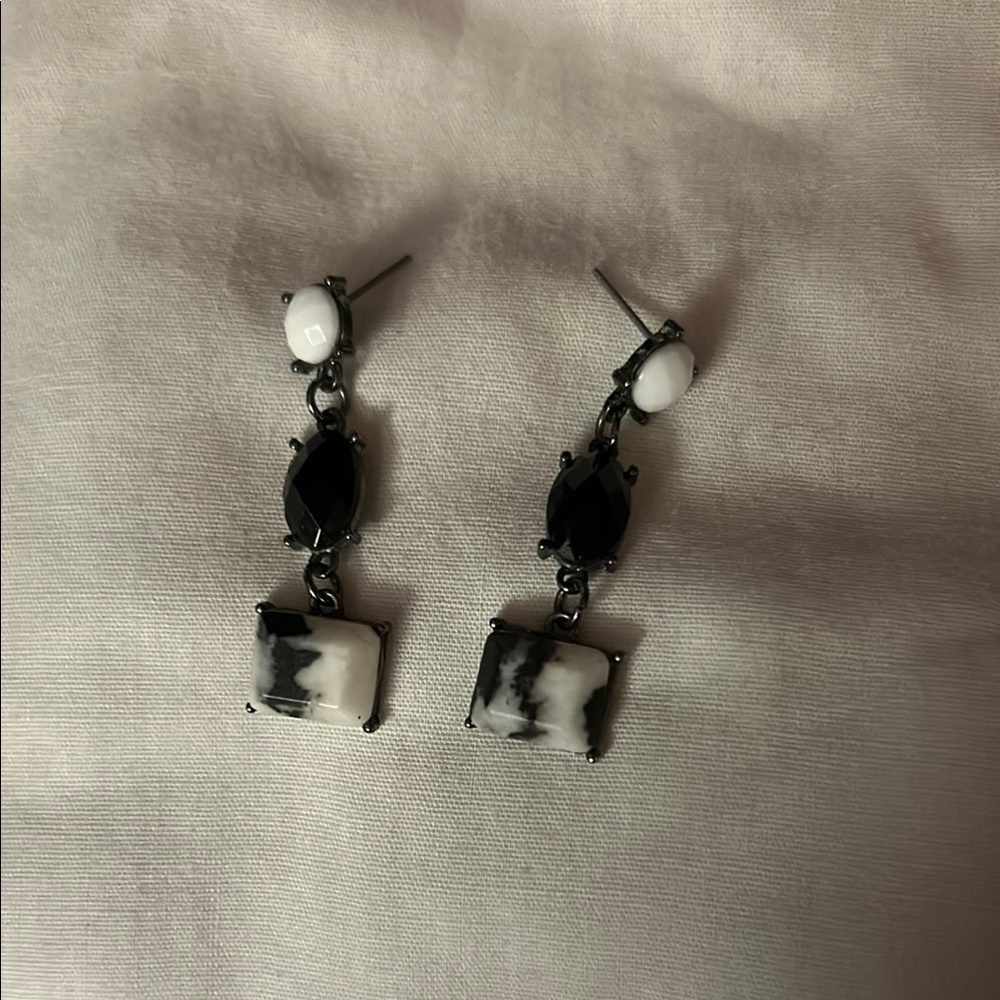 Elegant Black and White Dangle Earrings